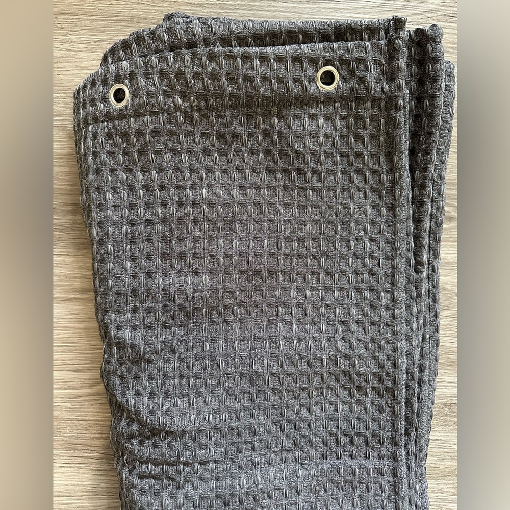 Dark Gray Waffle Knit Fabric Shower Curtain